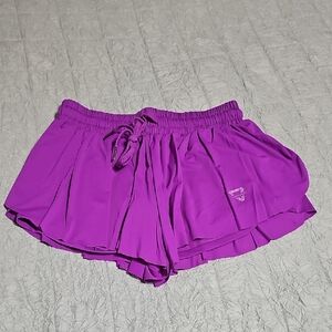 Women's Purple Athletic Shorts with Drawstring Waist - Unknown Brand